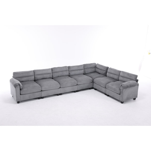 Latitude Run® 8Piece LShaped Corduroy Upholstered Modular Sectional